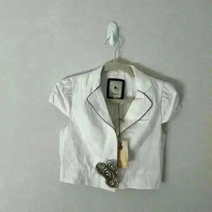 NEW anthropologie white elevenses cropped blazer edgy swift career preppy chic